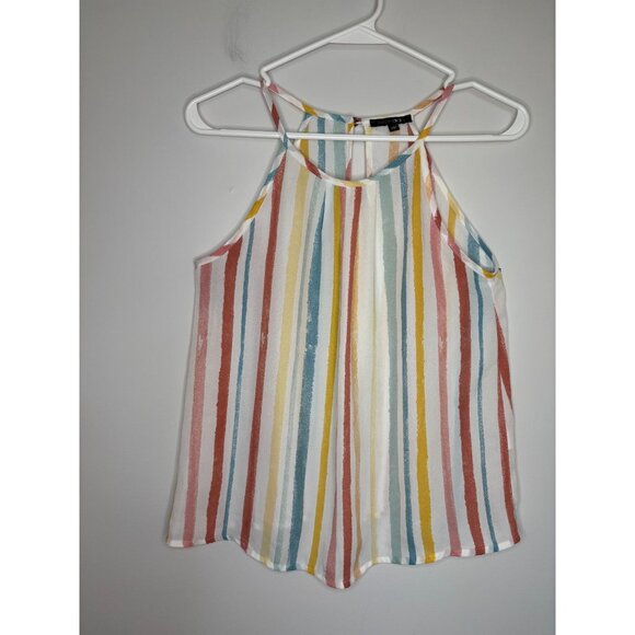 Papermoon Tops - PAPERMOON Stitch Fix Halter Striped Womens XSP Tank Colorful Flowy Keyhole